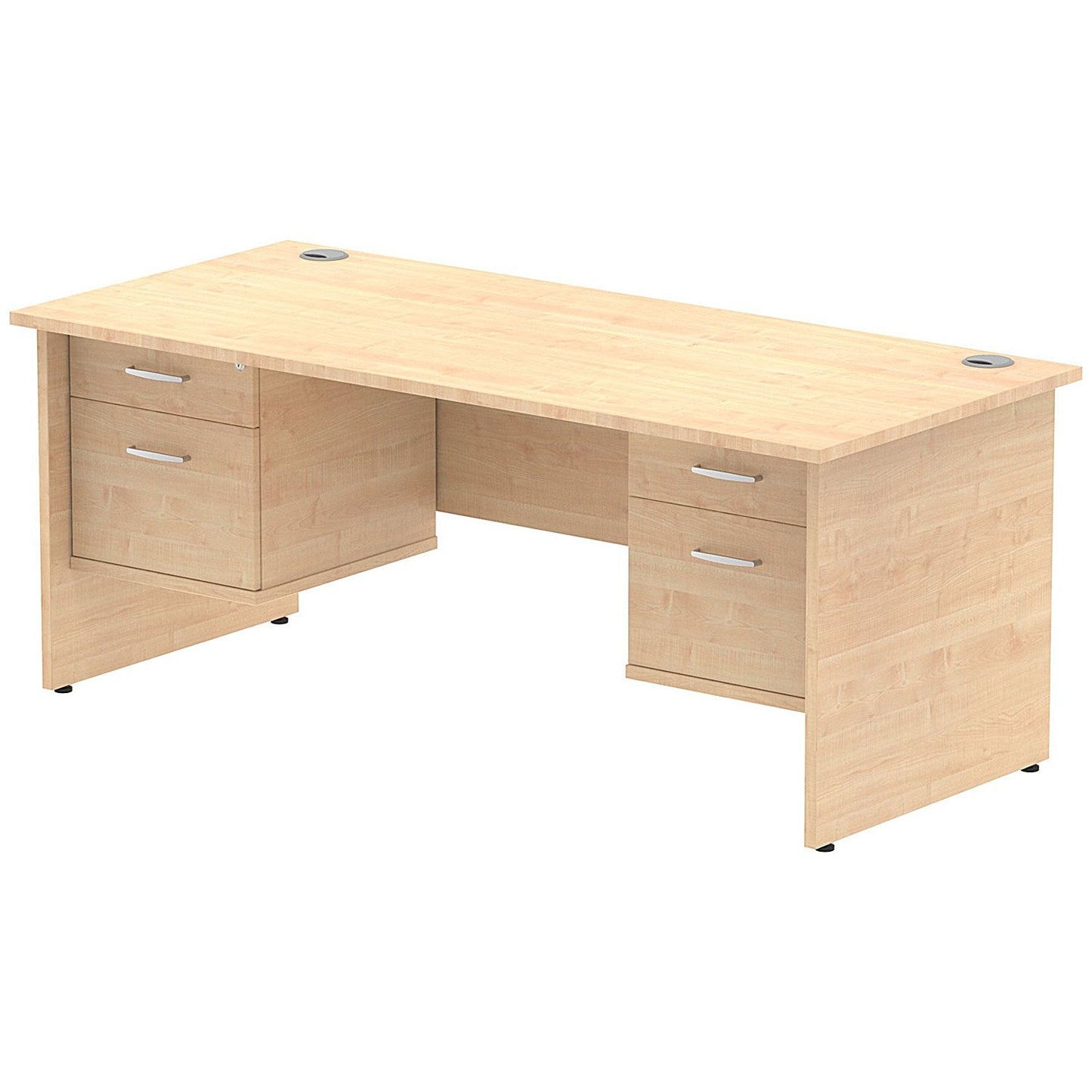 Impulse 1800mm Rectangular Desk With 2 x 2 Drawer Fixed Pedestals, Panel End Leg, Maple Easy2Order : MI002487