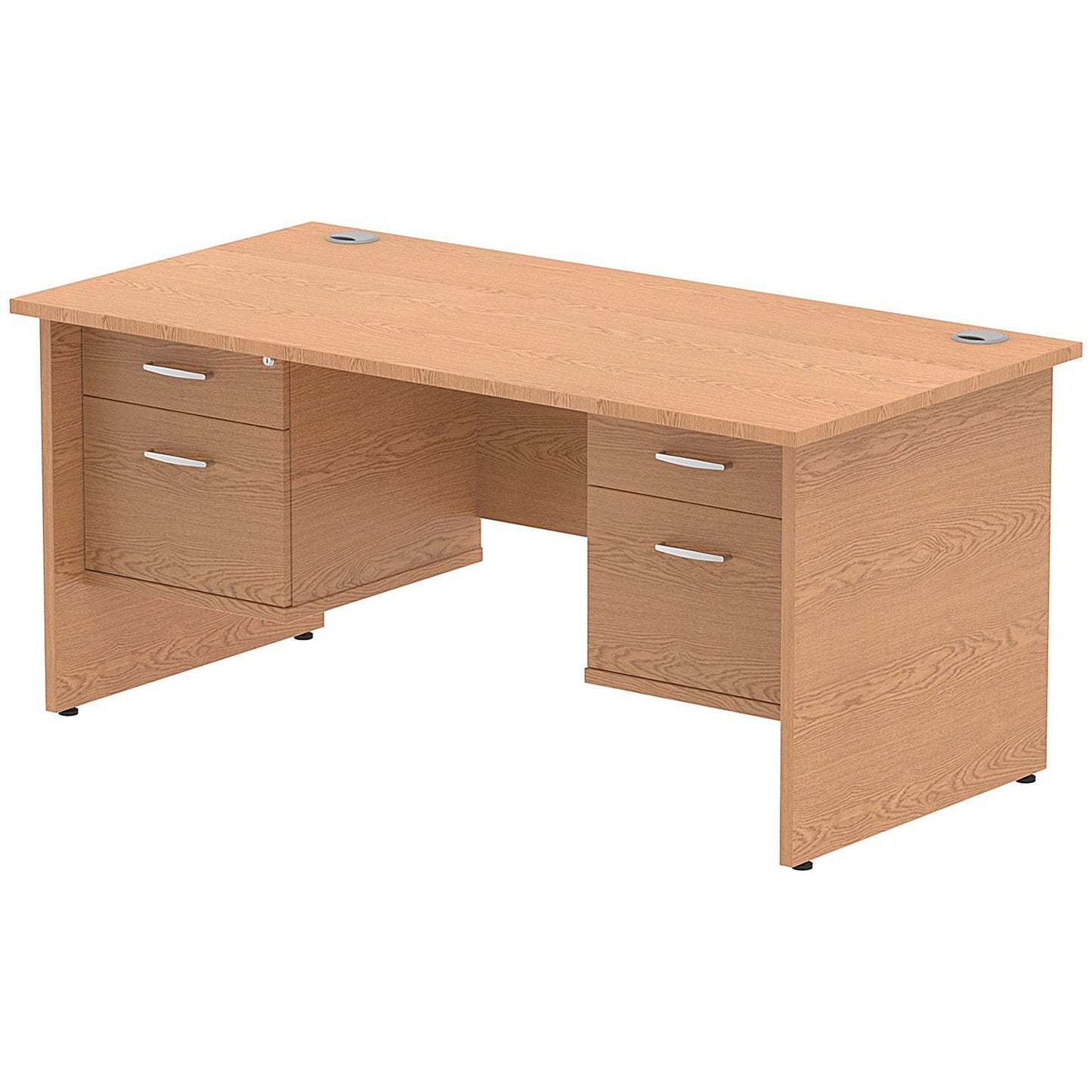 Impulse 1600mm Rectangular Desk With 2 x 2 Drawer Fixed Pedestals, Panel End Leg, Oak Easy2Order : MI002712