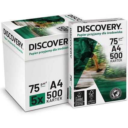 Discovery A4 Everyday Paper, White, 75gsm, Box (5 x 500 Sheets)