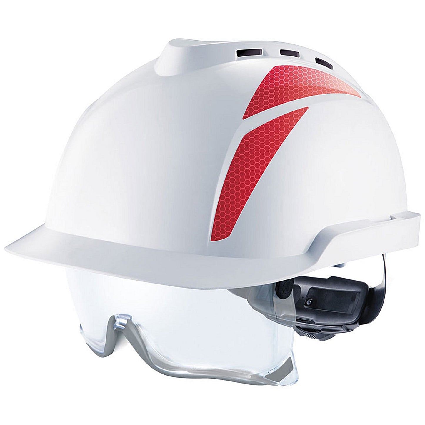 MSA V-Gard 930 Vented Helmet with Integrated Eye Protection, White