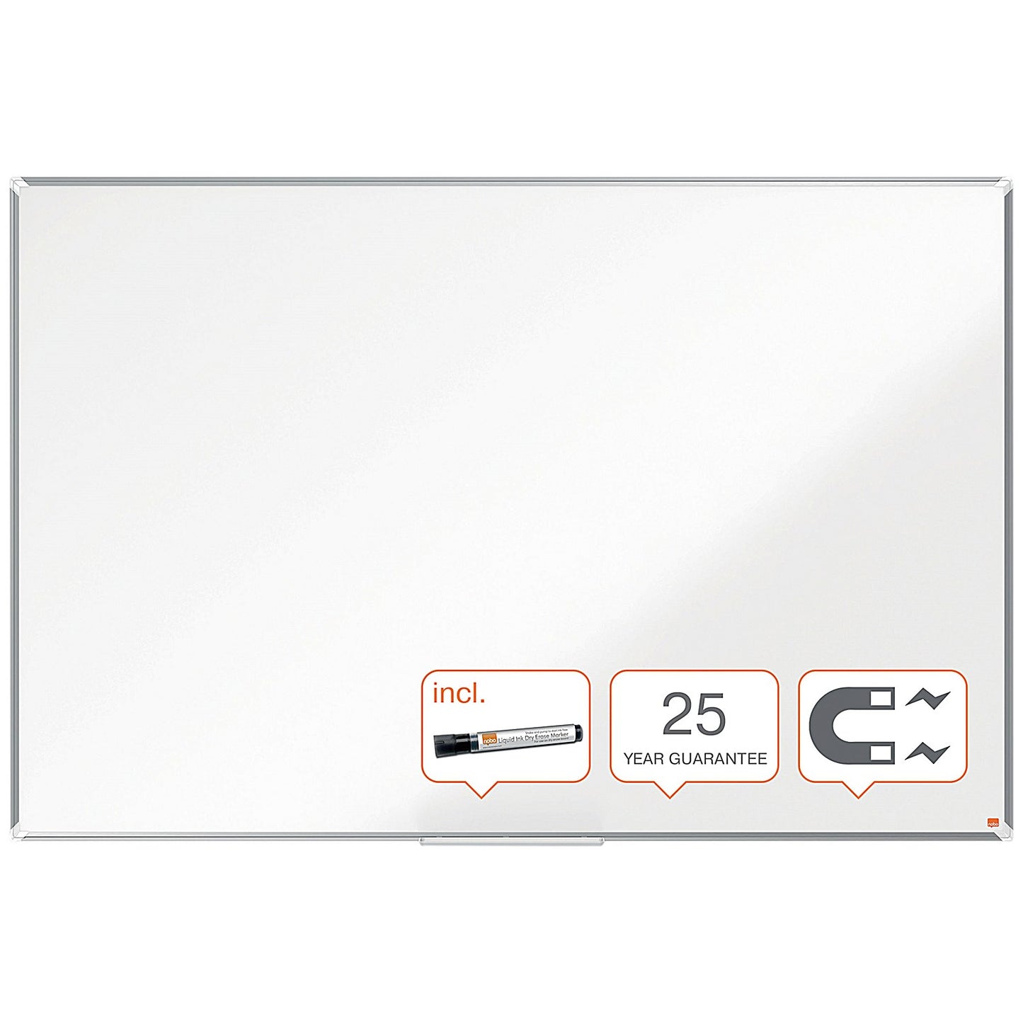 Nobo Premium Plus Enamel Magnetic Whiteboard, Aluminium Frame, 1200x900mm