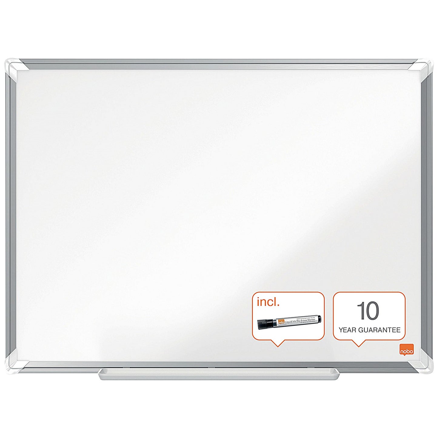 Nobo Premium Plus Melamine Whiteboard, Aluminium Frame, 1200x900mm