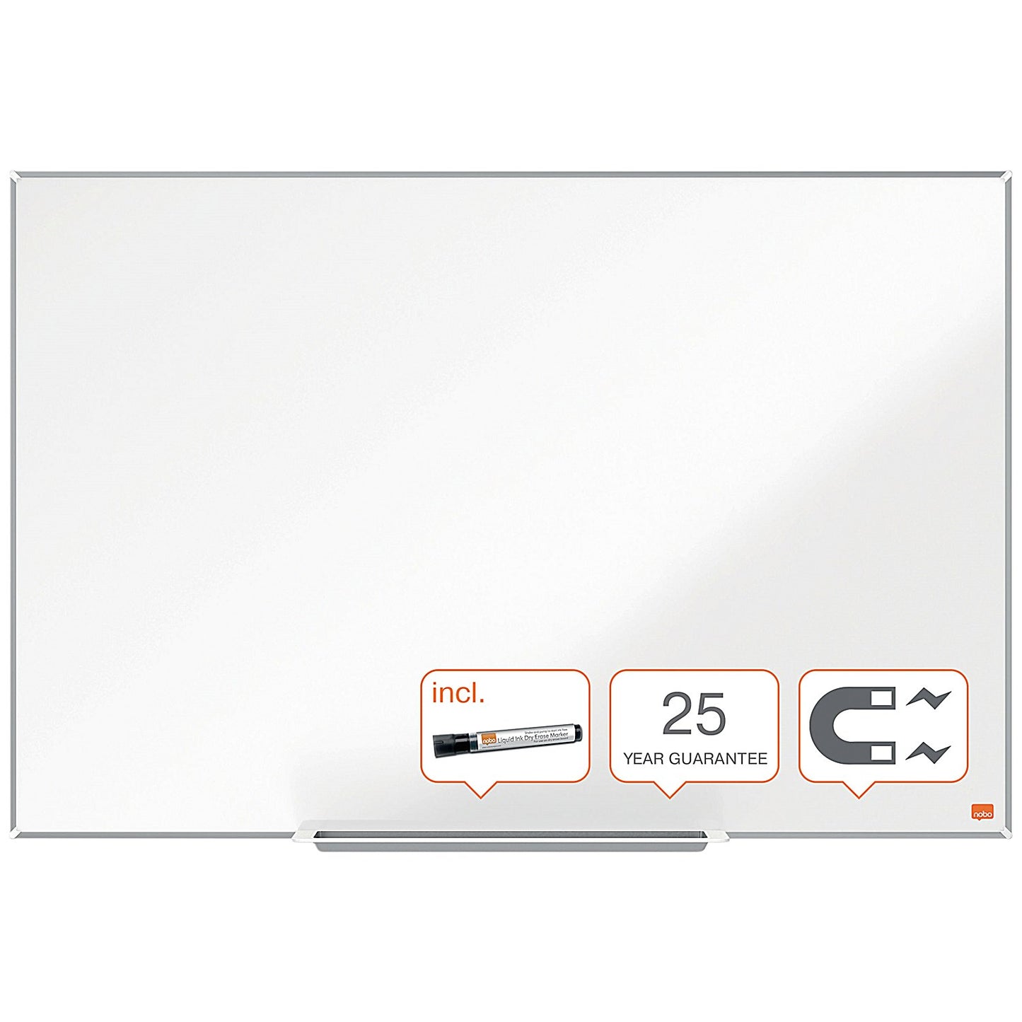 Nobo Impression Pro Enamel Magnetic Whiteboard, Aluminium Frame, 1200x900mm
