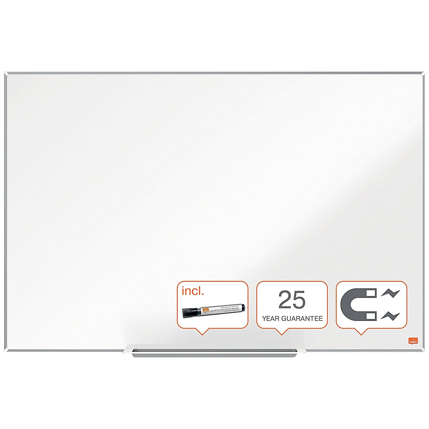 Nobo Impression Pro Enamel Magnetic Whiteboard, Aluminium Frame, 1800x1200mm