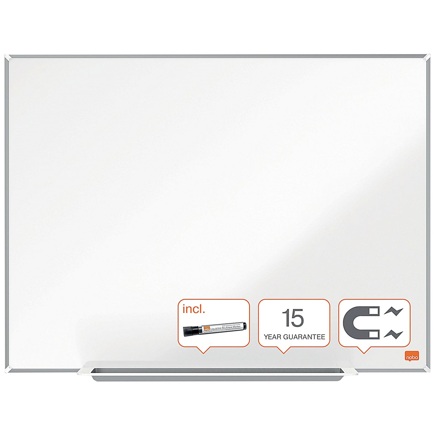 Nobo Impression Pro Steel Magnetic Whiteboard, Aluminium Frame, 600x450mm