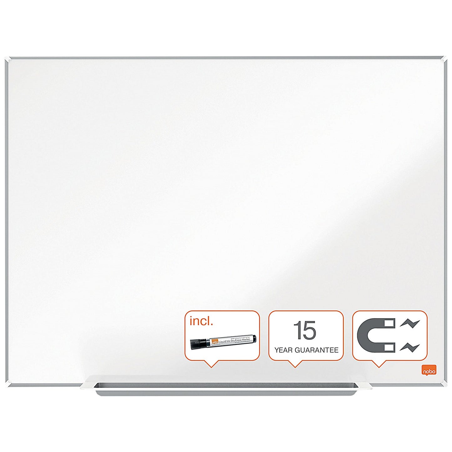 Nobo Impression Pro Steel Magnetic Whiteboard, Aluminium Frame, 900x600mm