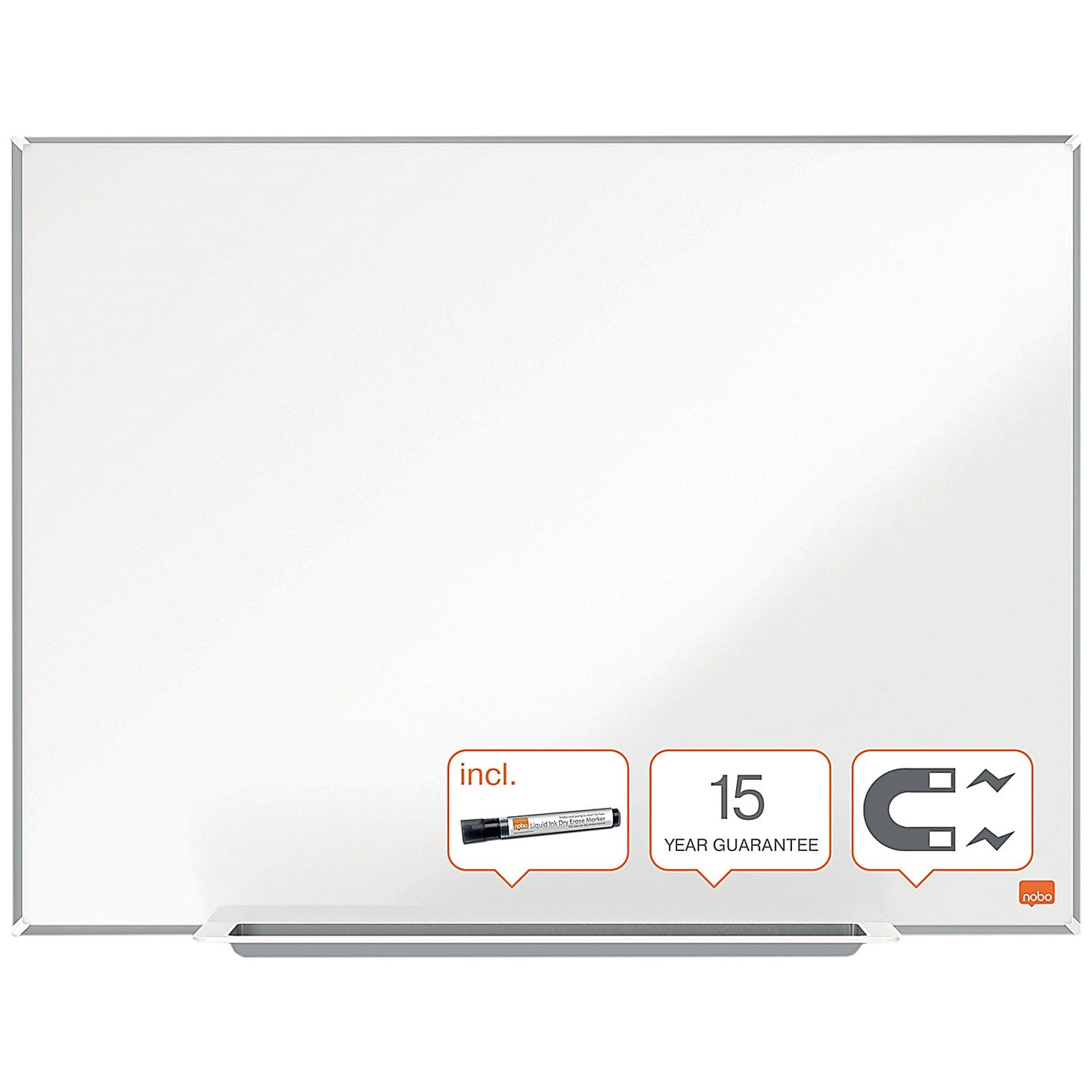 Nobo Impression Pro Steel Magnetic Whiteboard, Aluminium Frame, 1200x900mm