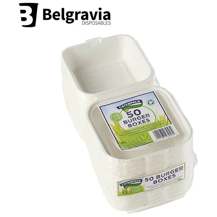 Belgravia Bio CaterPack Burger Boxes, 152x152mm, Pack of 50 Easy2Order : NWT4754