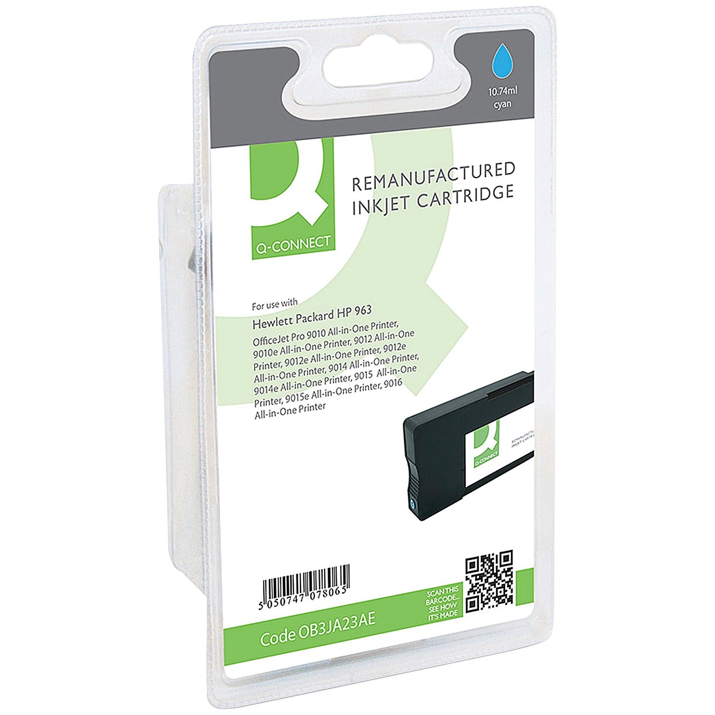 Q-Connect Remanufactured HP 963 Inkjet Cartridge Cyan 3JA23AE RM-QC-6812-00