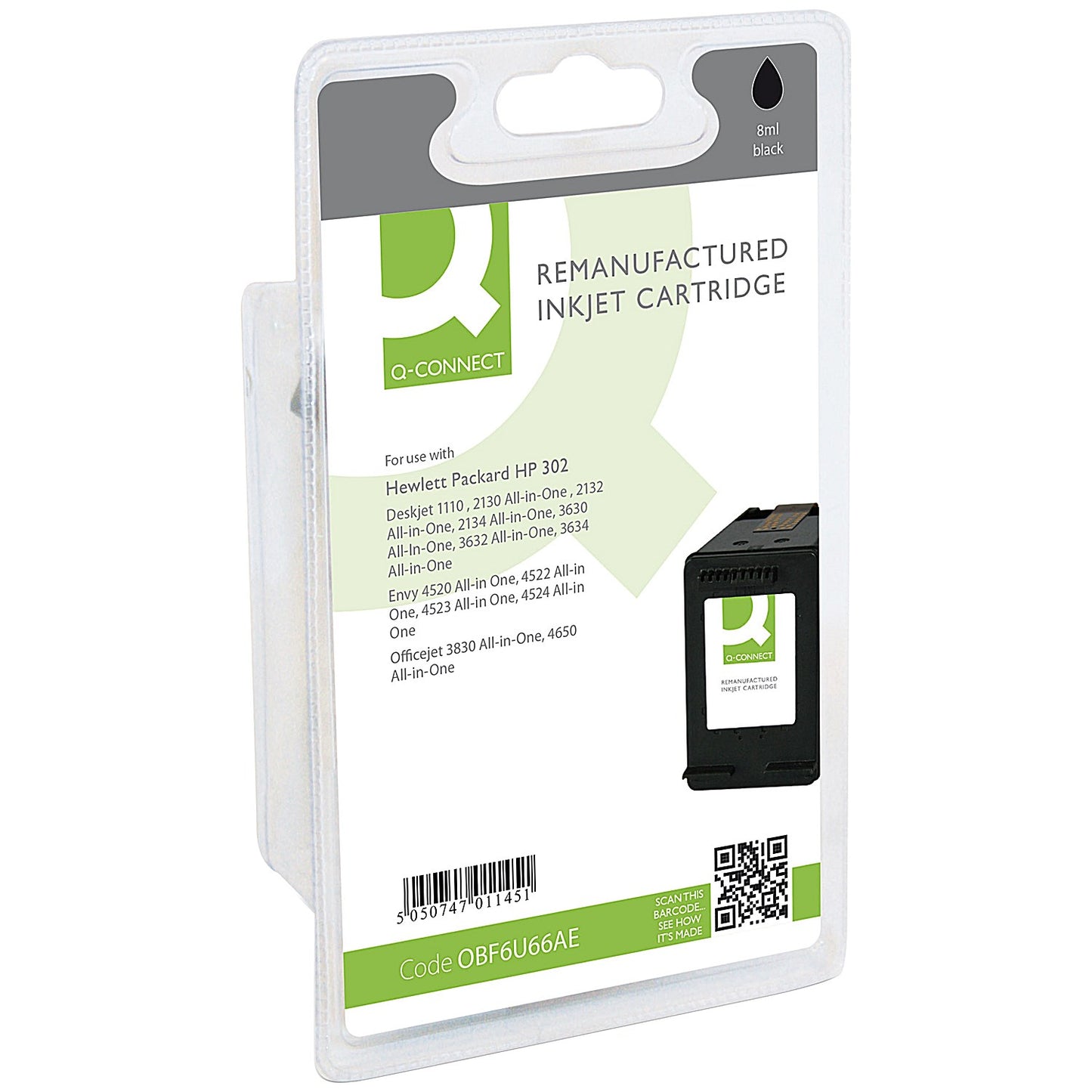 Q-Connect HP 302 Black Ink Cartridge F6U66AE