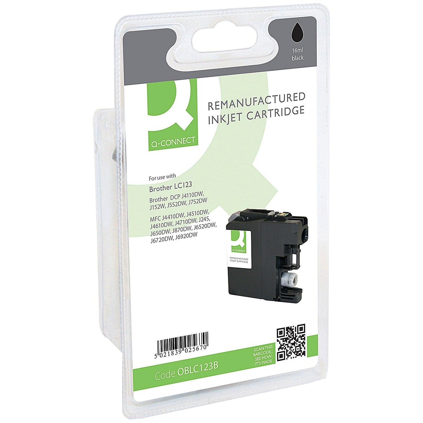 Q-Connect Brother LC123 Remanufactured Inkjet Cartridge Black RM-QC-6613-00 Easy2Order : OBLC123BK
