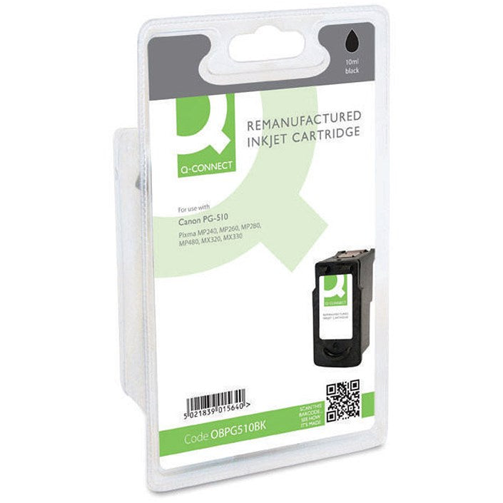 Q-Connect Remanufactured Inkjet Cartridge Black Compatible With Canon PG-510 PG-510BK-COMP Easy2Order : OBPG510BK