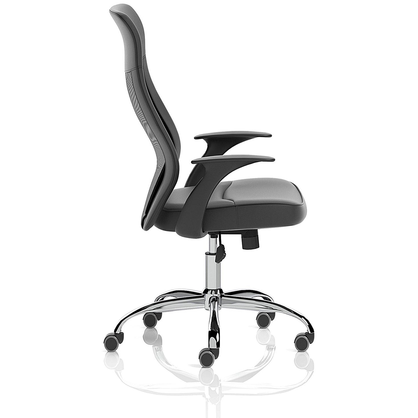 Baye Mesh and PU Operator Chair, Fixed Height Arms, Black