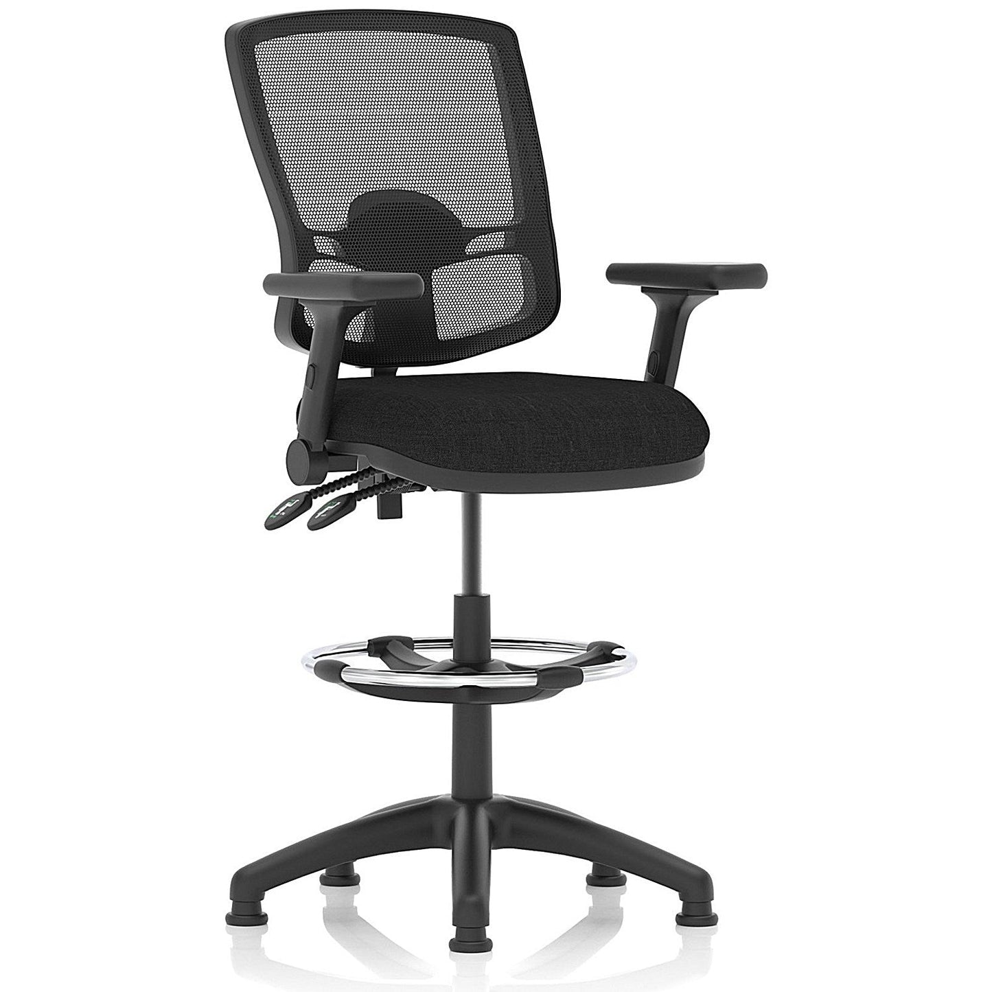 Eclipse Plus II High Rise Deluxe Mesh Back Operator Chair, Height Adjustable and Folding Arms, Black Easy2Order : OP000341