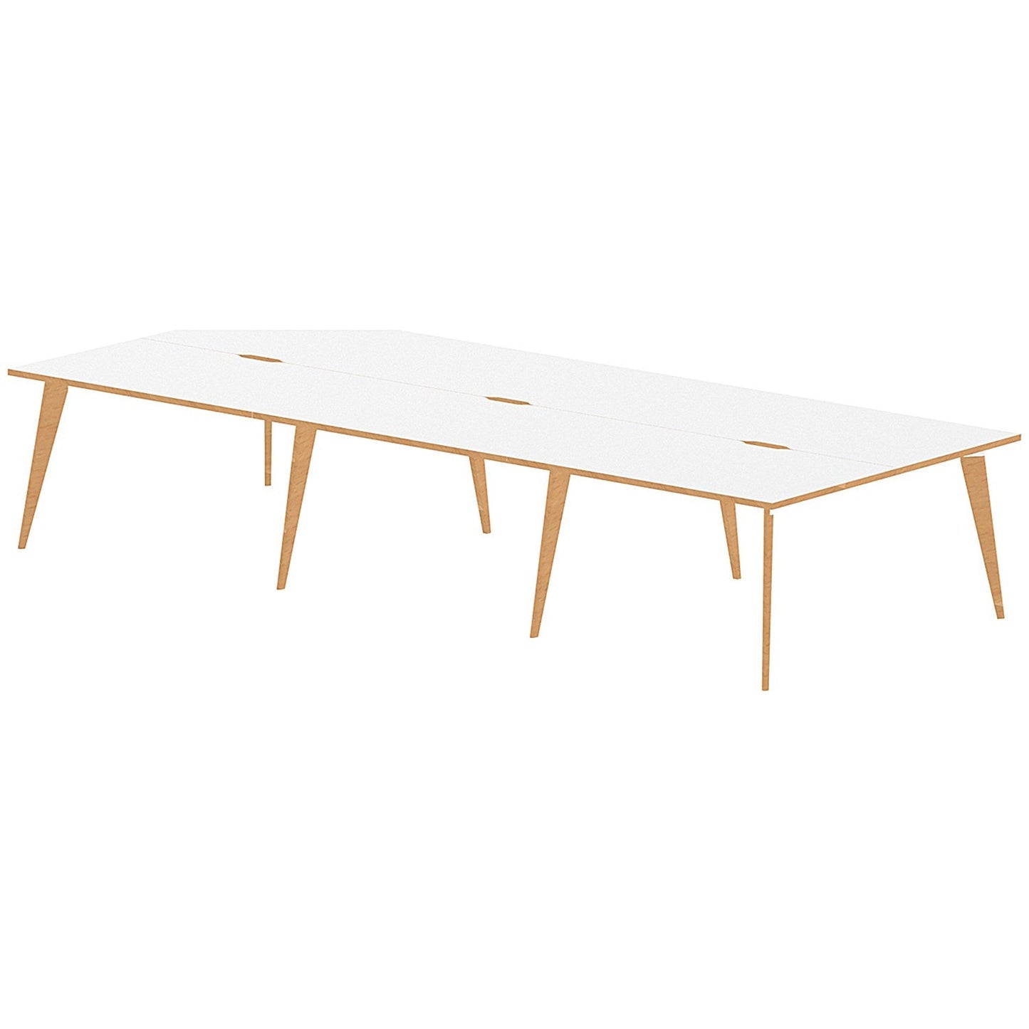 Oslo 6 Person Bench Desk, Back to Back, 6 x 1200mm (800mm Deep), White Frame with Wooden Leg and Edge Easy2Order : OSL0105