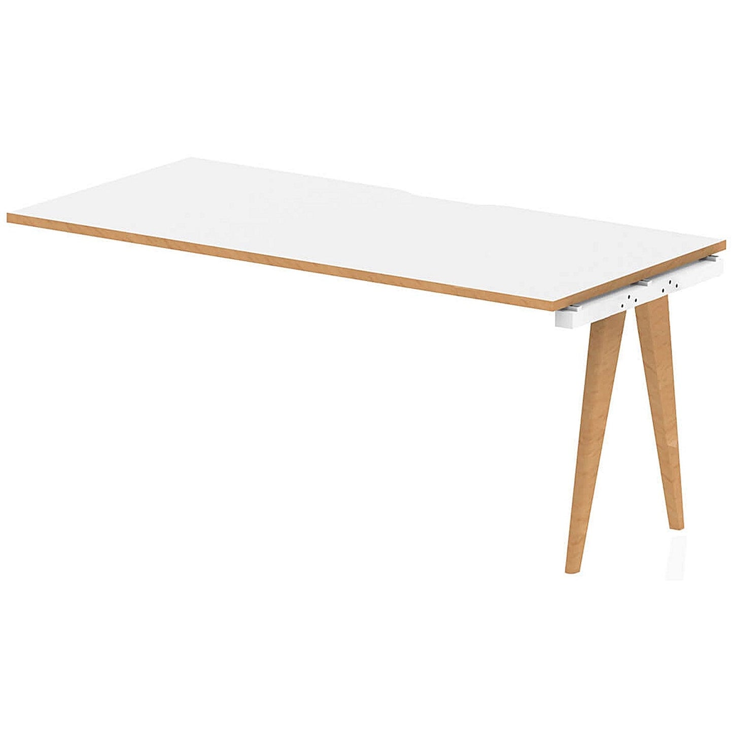 Oslo 1 Person Bench Desk Extension, 1600mm (800mm Deep), White Frame with Wooden Leg and Edge Easy2Order : OSL0115