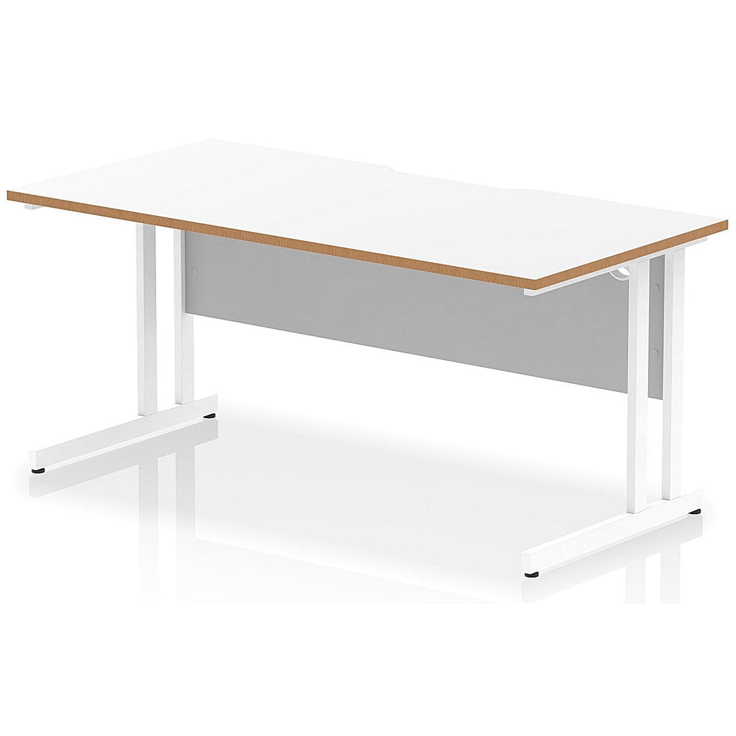 Oslo 1600 Scalloped and Wood Edge Rectangular Desk, Cantilever Legs, White Easy2Order : OSL0139