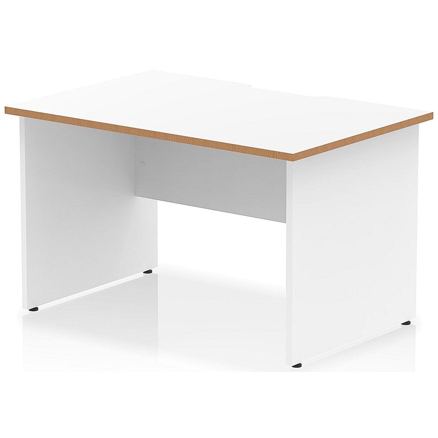 Oslo 1200 Scalloped and Wood Edge Rectangular Desk, Panel End Legs, White Easy2Order : OSL0143