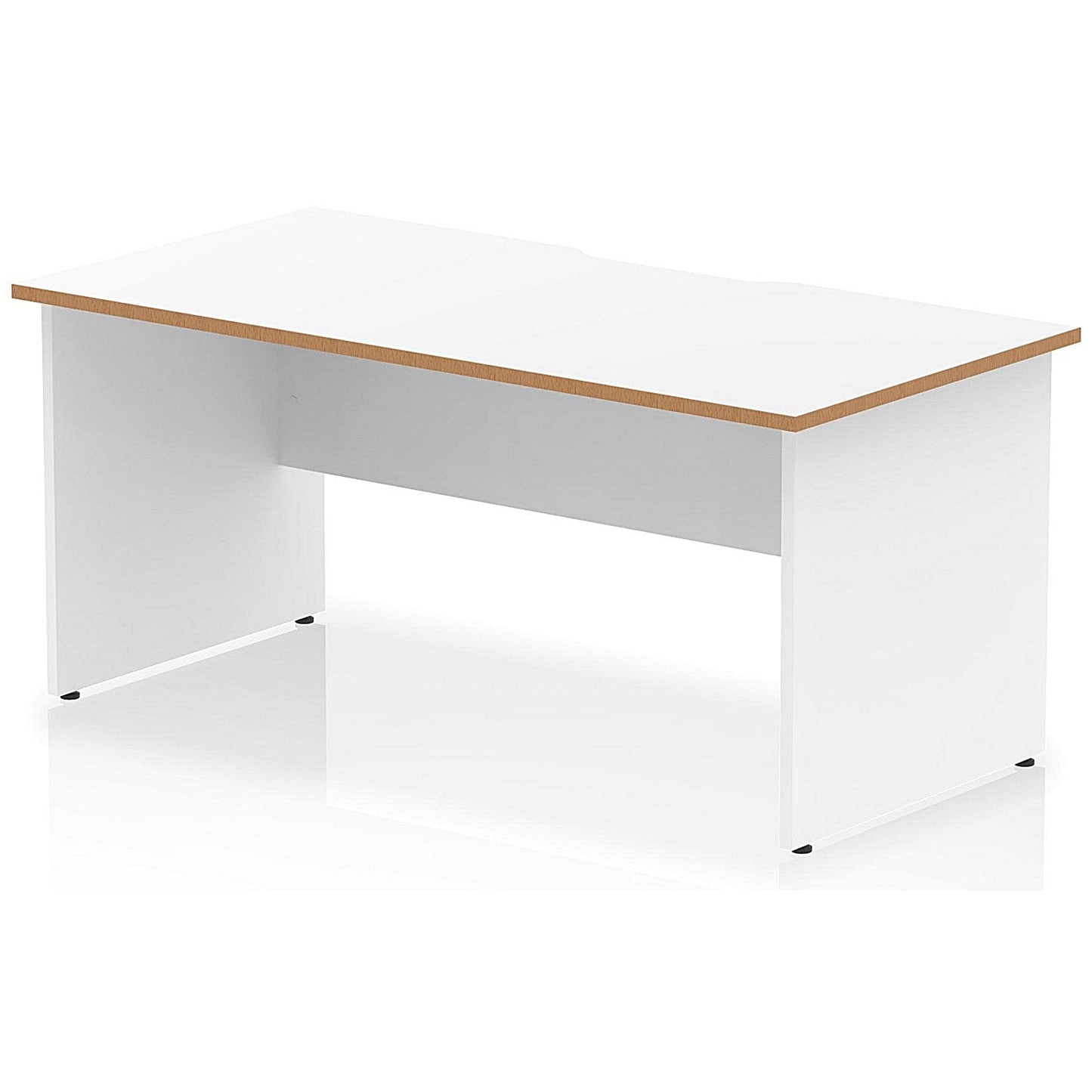 Oslo 1600 Scalloped and Wood Edge Rectangular Desk, Panel End Legs, White Easy2Order : OSL0145