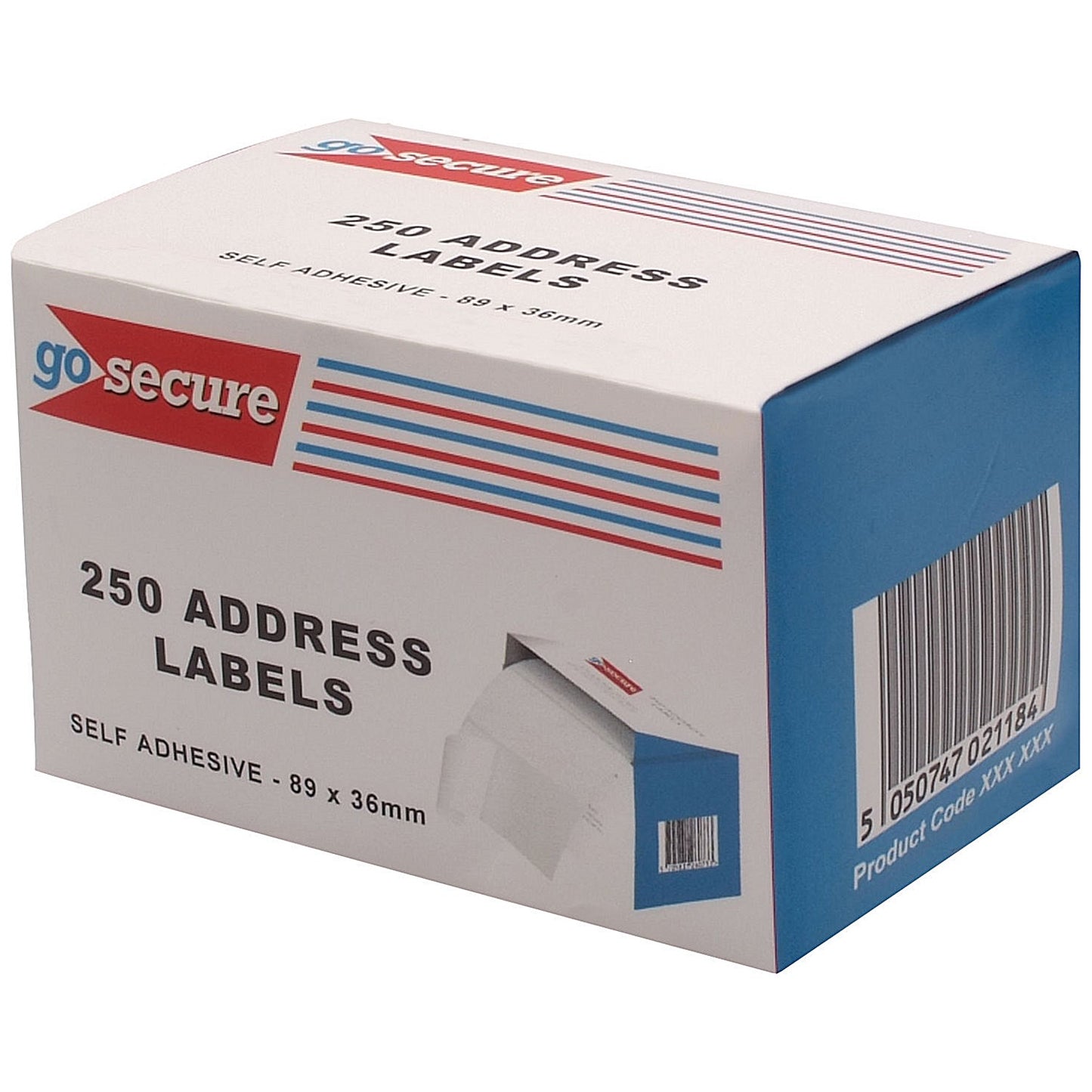 GoSecure Address Label Roll, 89x36mm, 250 Labels Per Roll, Pack of 6