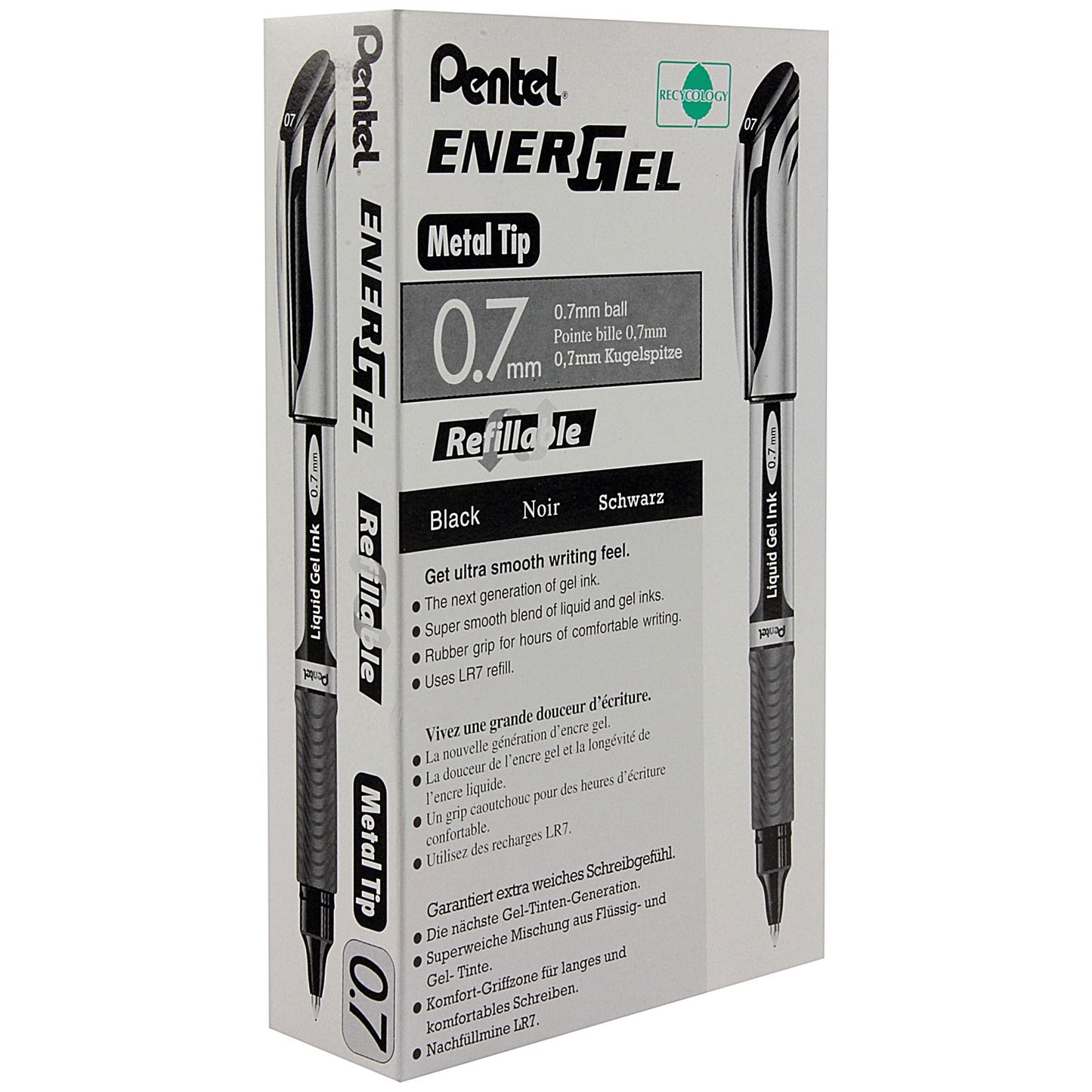 Pentel EnerGel Xm Rollerball Pen Medium Black (Pack of 12)