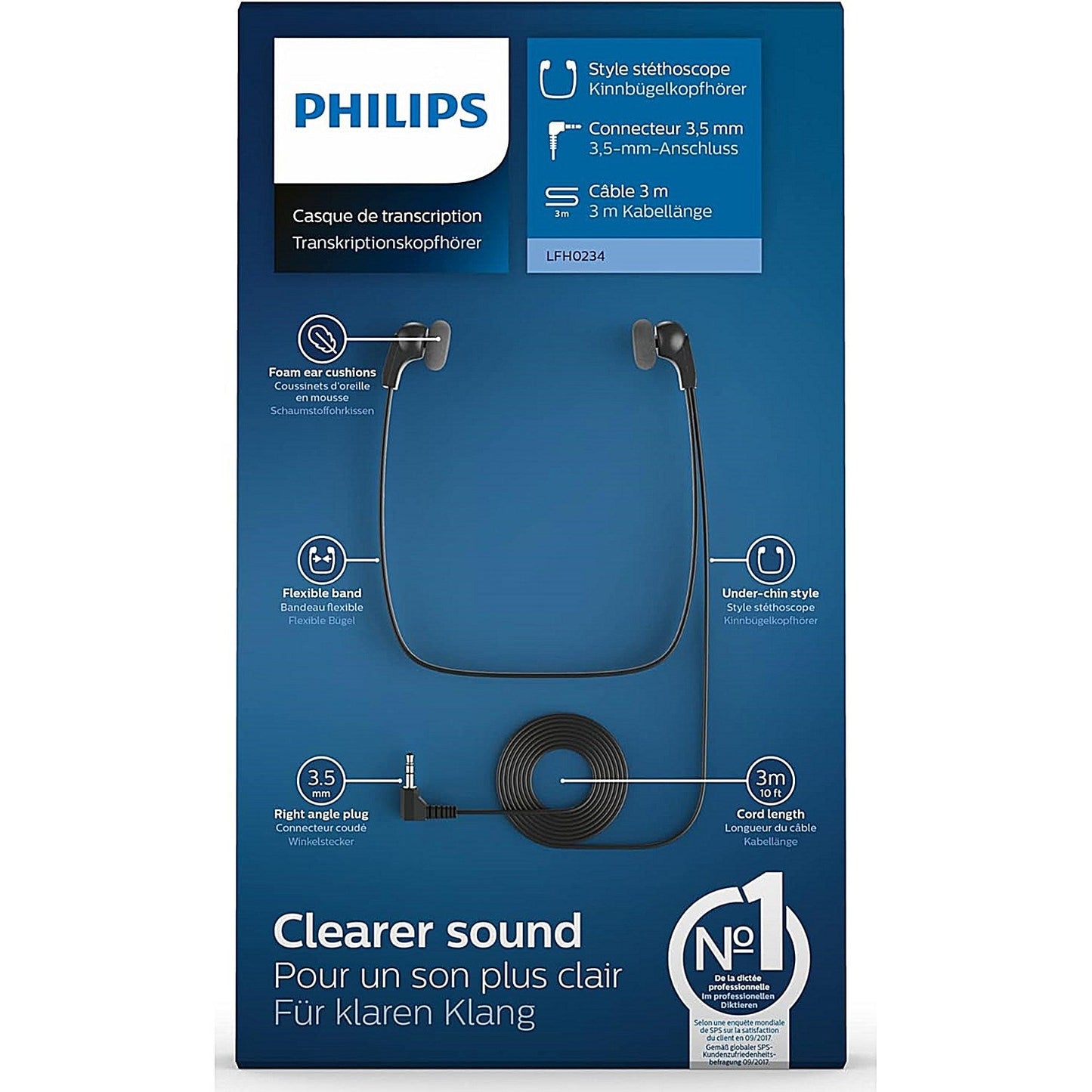 Philips LFH334/234 Headphones for Desktop Dictation Equipment Easy2Order : PH234