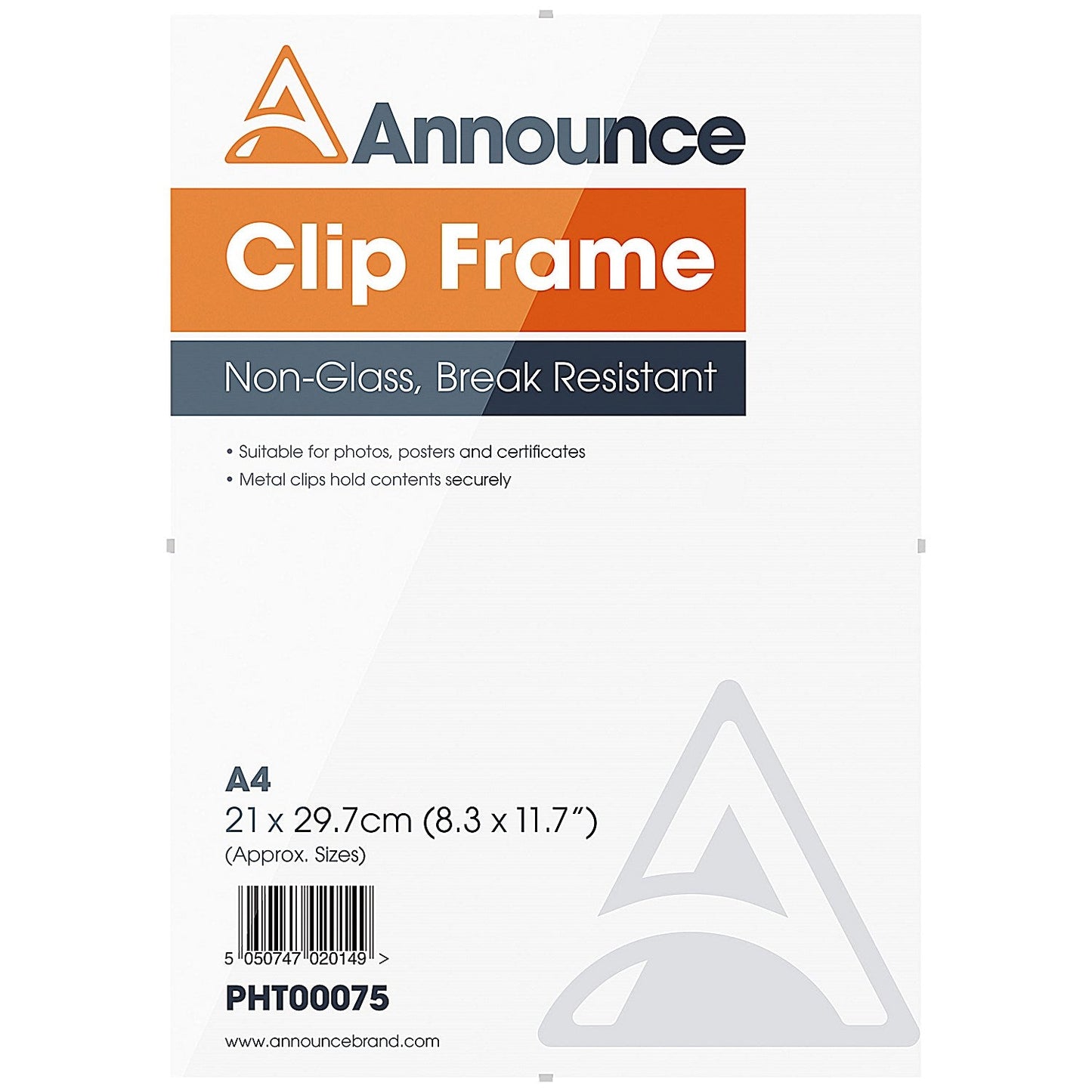 Announce Metal Clip Frame, A4, Non Glass Easy2Order : PHT00075