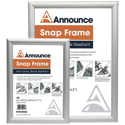 Announce Aluminium Snap Frame, A3, Silver