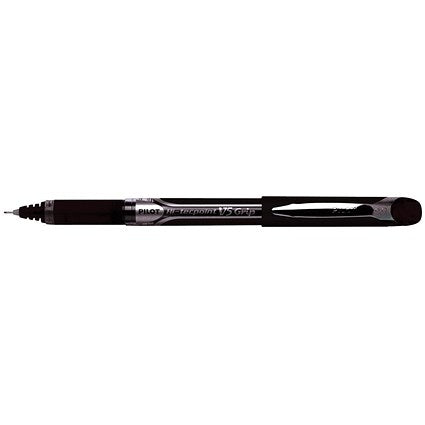 Pilot V5 Rollerball Pen, Rubber Grip, Needle Point, 0.5mm Tip, 0.3mm Line, Black, Pack of 12