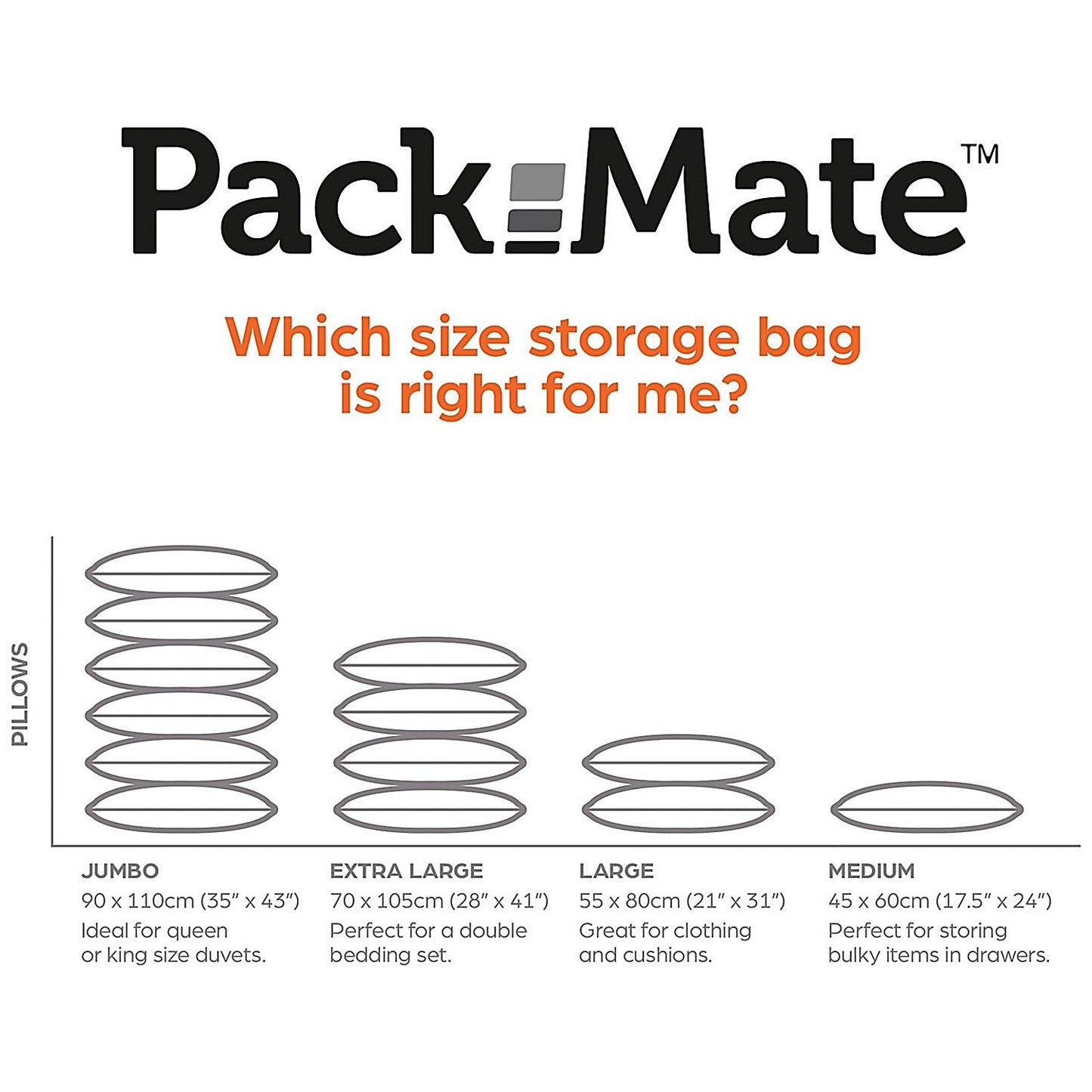 Packmate Medium Flat Vacuum Storage Bags (Pack of 2) Easy2Order : PKM13675