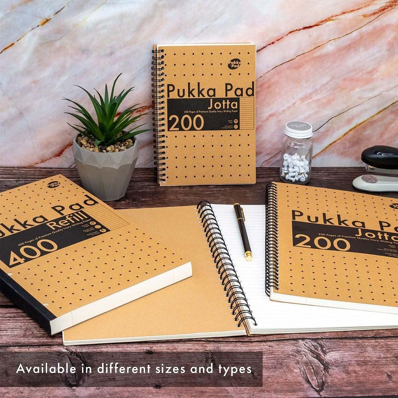 Pukka Pad Kraft Sidebound Refill Pad, A4, Ruled with Margin, 400 pages, Brown, Pack of 5