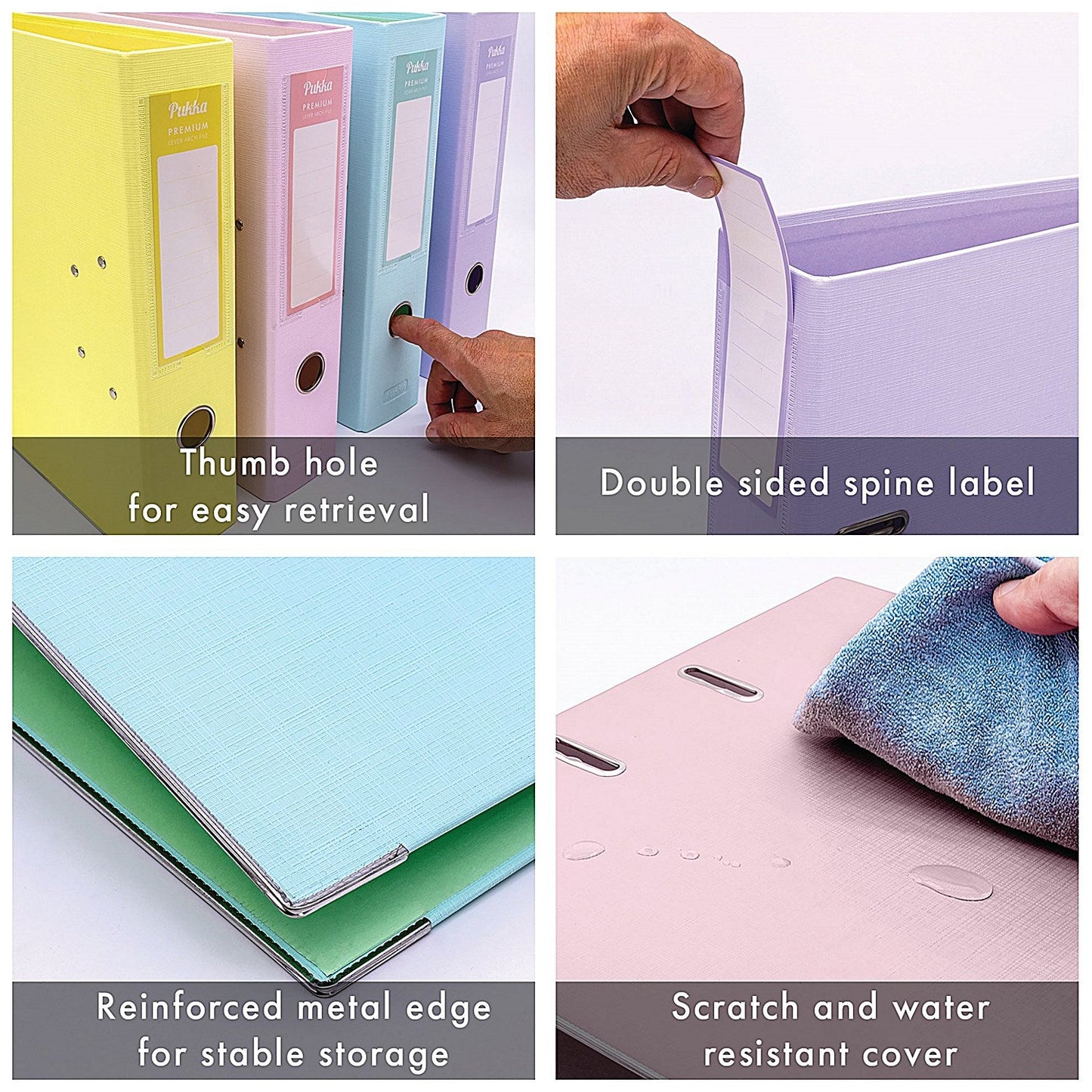 Pukka Pad A4 Premium Lever Arch File, 75mm Spine, Assorted Pastel, Pack of 4 Easy2Order : PP39893