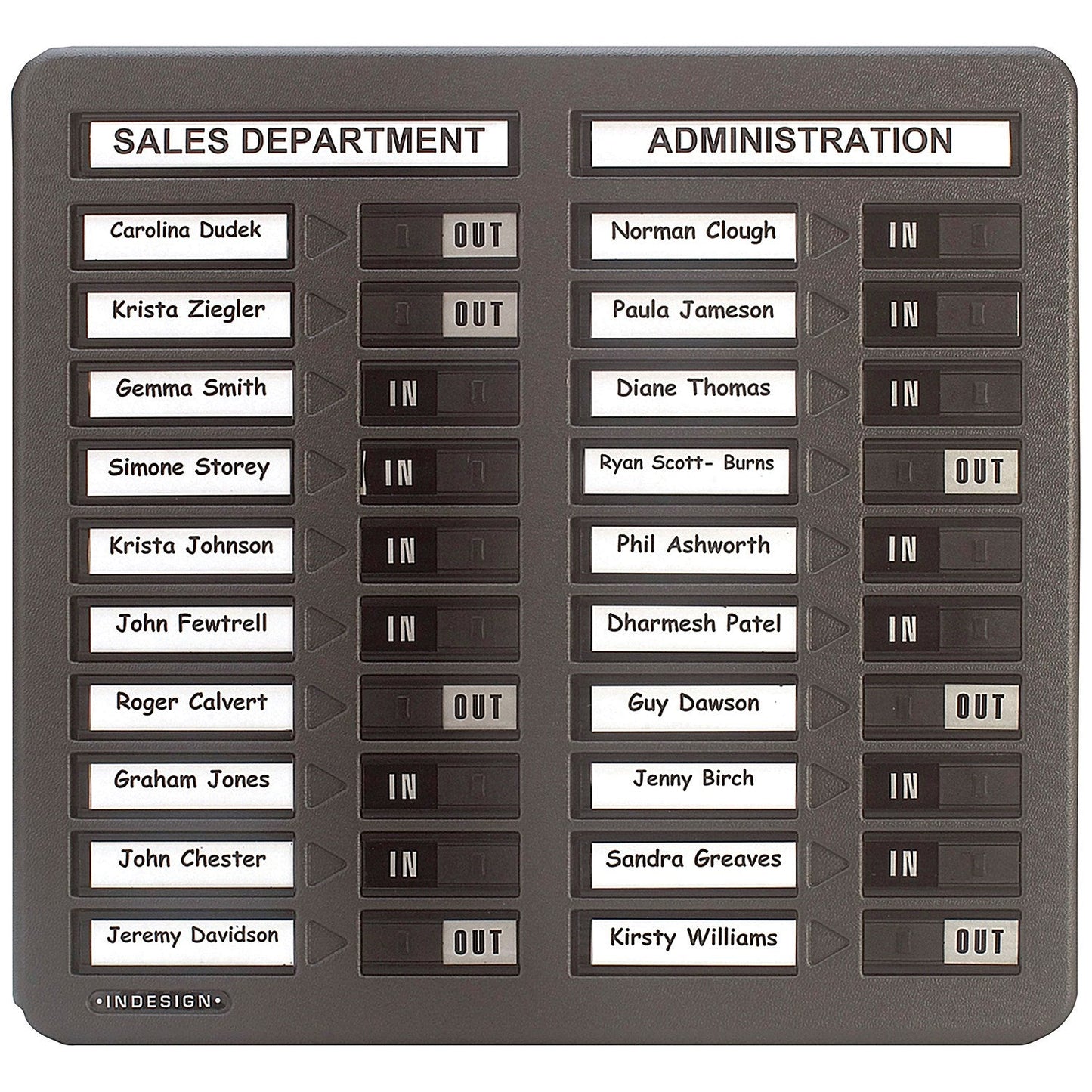 Indesign 20 Names In/Out Board Grey Easy2Order : PS15001