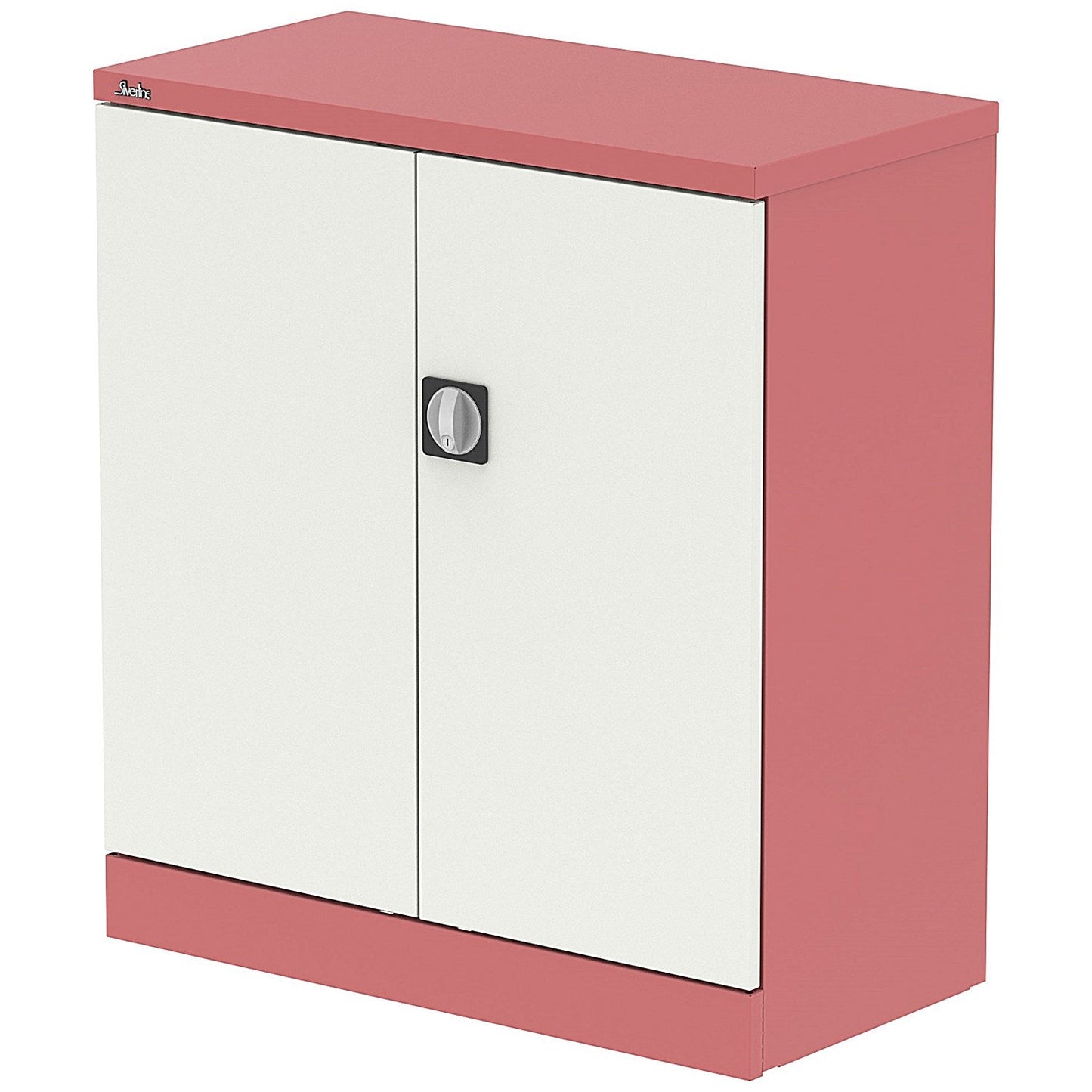Qube 1020mm 2-Door Stationery Cupboard Antique Pink And Satin White With Shelf Easy2Order : QS2104