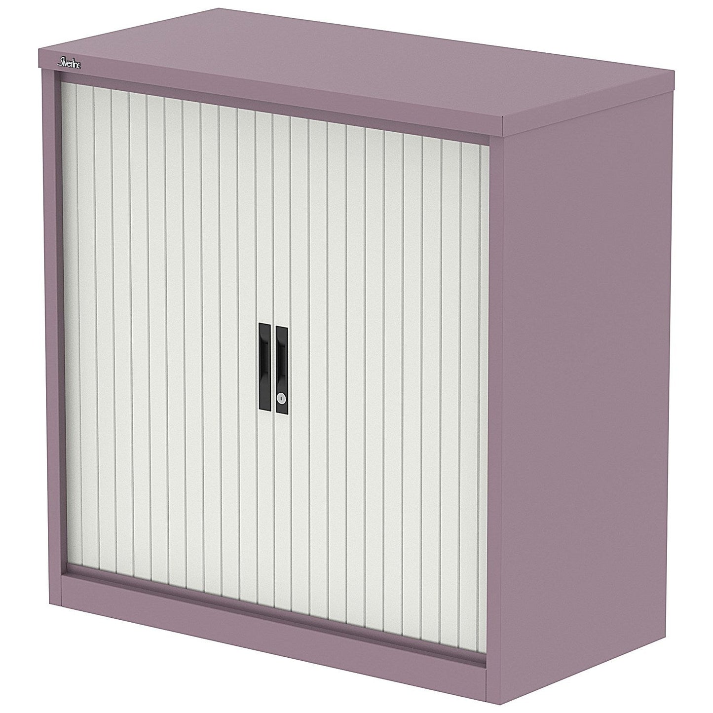 Qube 1000mm Side Tambour Cupboard Pastel Violet And Satin White With Shelves Easy2Order : QS2218