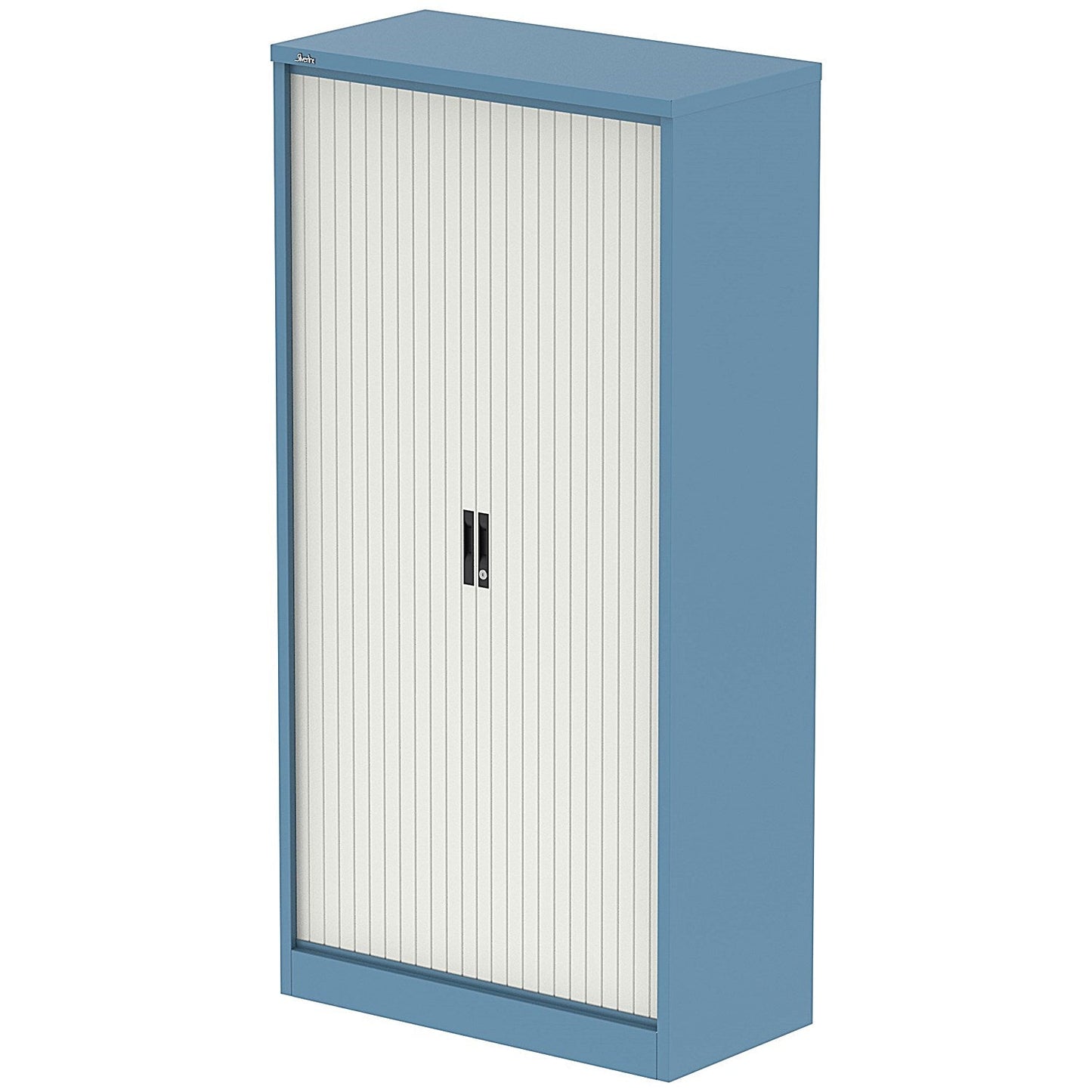 Qube 2000mm Side Tambour Cupboard Pastel Blue And Satin White With Shelves Easy2Order : QS2238
