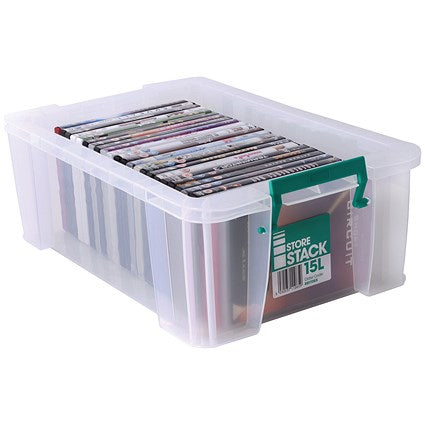 StoreStack Storage Box, 15 Litres, Clear