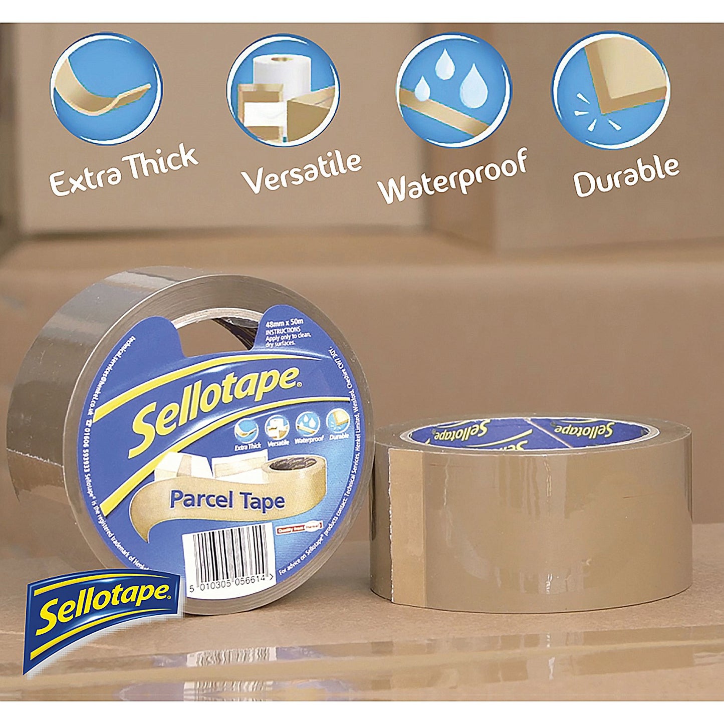 Sellotape Brown Parcel Tape, 48mmx50m, Pack of 8
