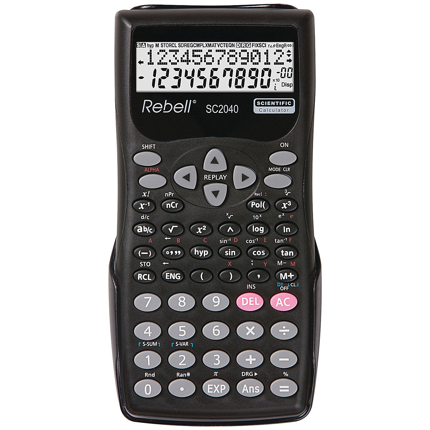 Rebell 2-Line Scientific Calculator, Battery Powered, Black