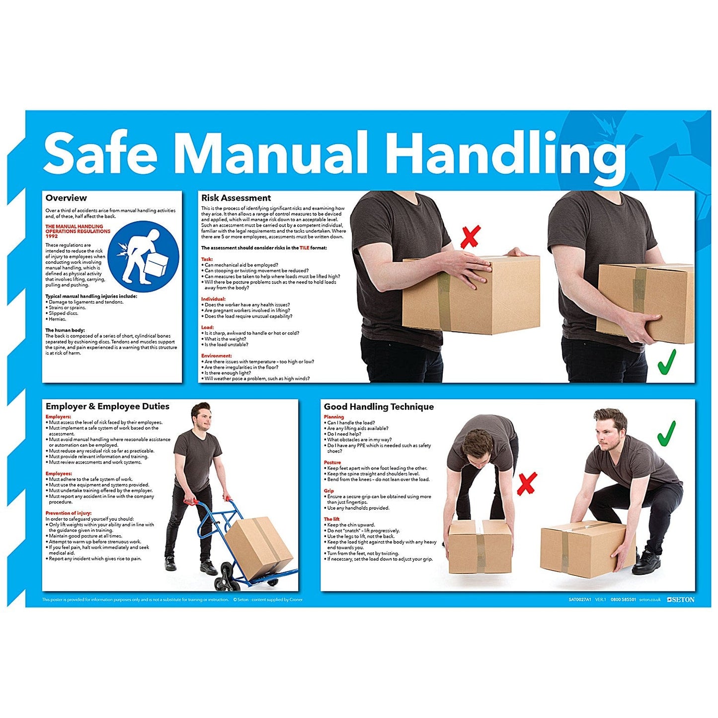 Safe Manual Handling Poster, A2 Easy2Order : SR11124