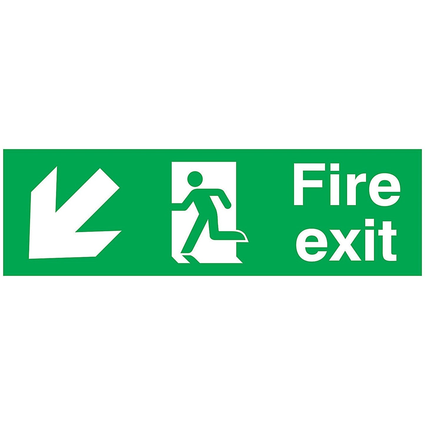 Safety Sign Fire Exit Running Man Arrow Down/Left, 150x450mm, PVC Easy2Order : SR11135