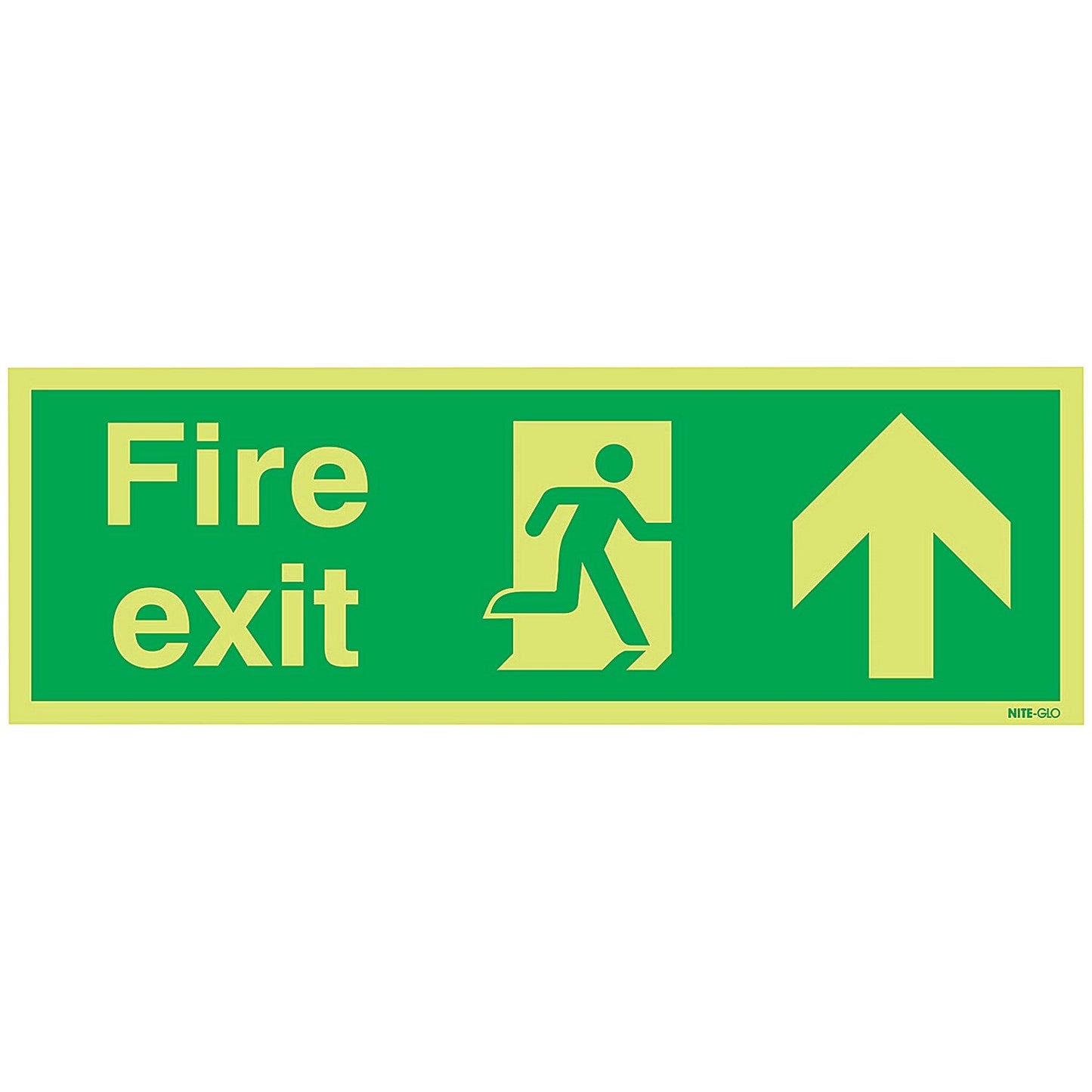 Safety Sign Niteglo Fire Exit Running Man Arrow Up, 150x450mm, PVC Easy2Order : SR11151