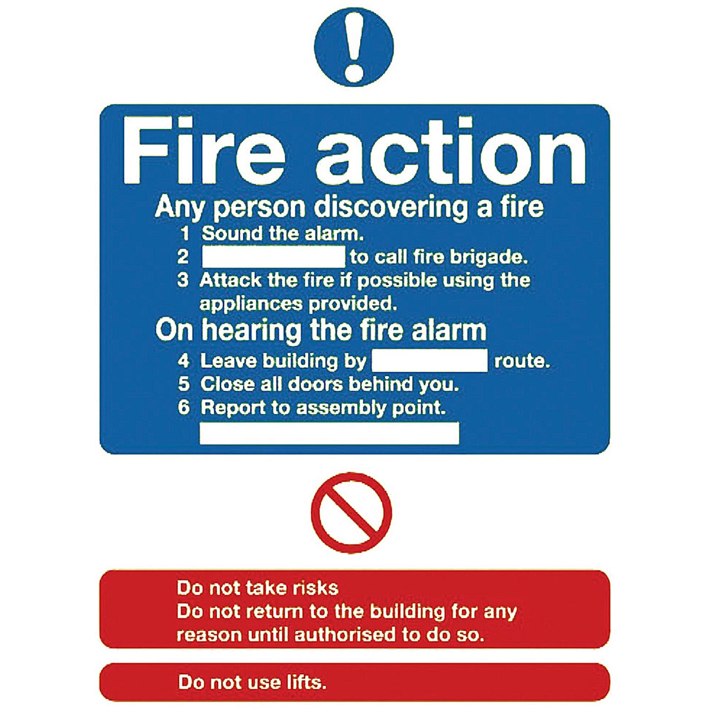 Safety Sign Niteglo Fire Action, 300x250mm, Self Adhesive