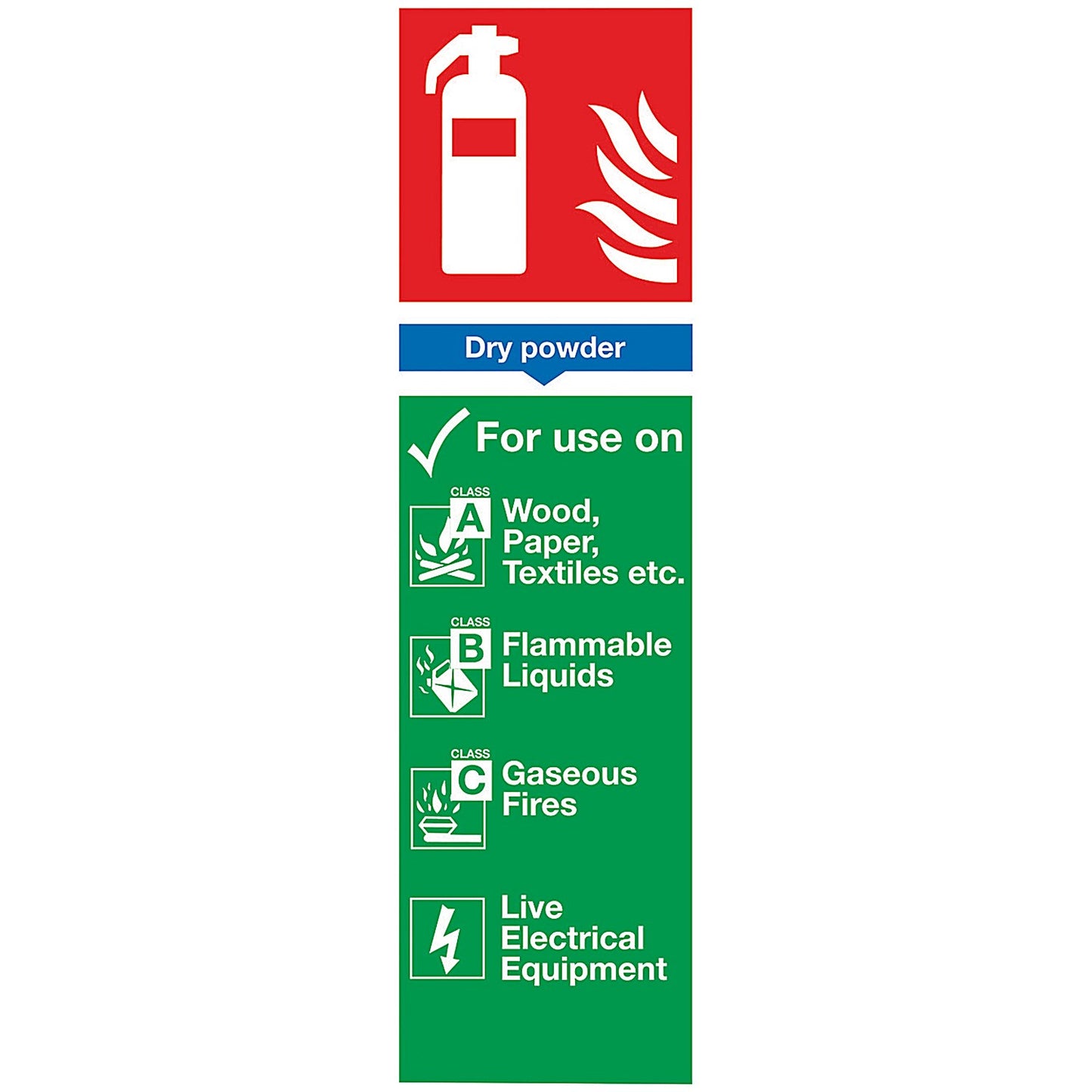Safety Sign Dry Powder Fire Extinguisher, 300x100mm, PVC