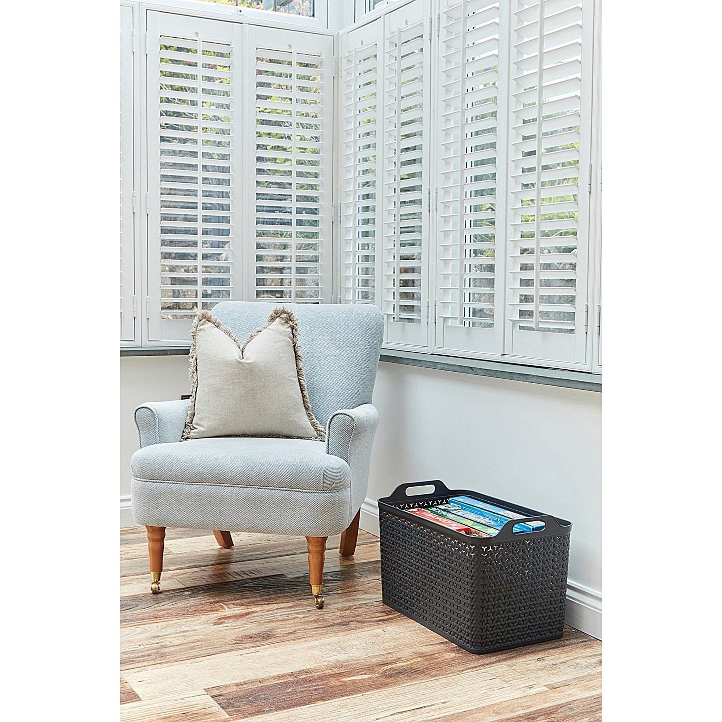 Strata Large Urban Store Basket with Lid 24L Charcoal Grey Easy2Order : SRT05514