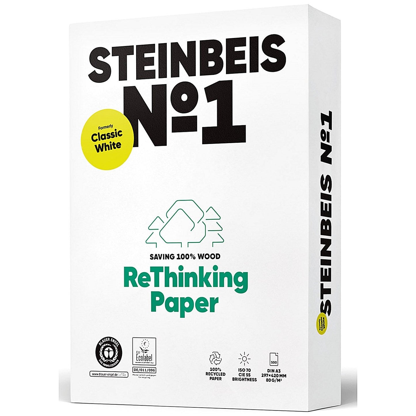 Steinbeis No.1 A3 Classic Recycled Paper, Off-White, 80gsm, Box (5 x 500 Sheets) Easy2Order : STE84503