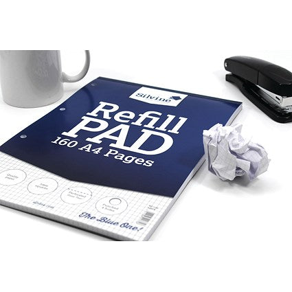 Silvine Headbound Refill Pad, A4, 5mm Squares, 160 Pages, Blue, Pack of 6