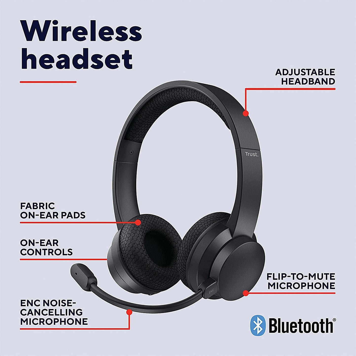 Trust Ayda Wireless ENC Stereo Headset 25463 Easy2Order : TRS25463