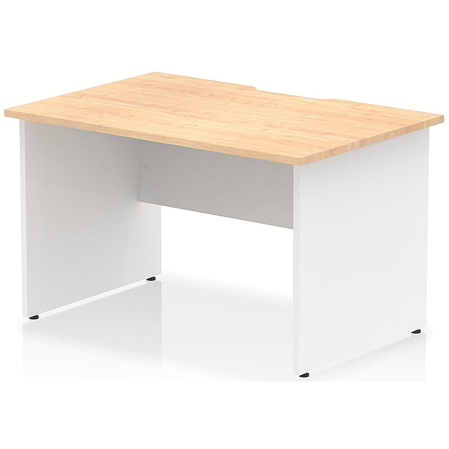 Impulse 1200mm Two-Tone Scalloped Edge Rectangular Desk, White Panel End Legs, Maple Easy2Order : TT000290