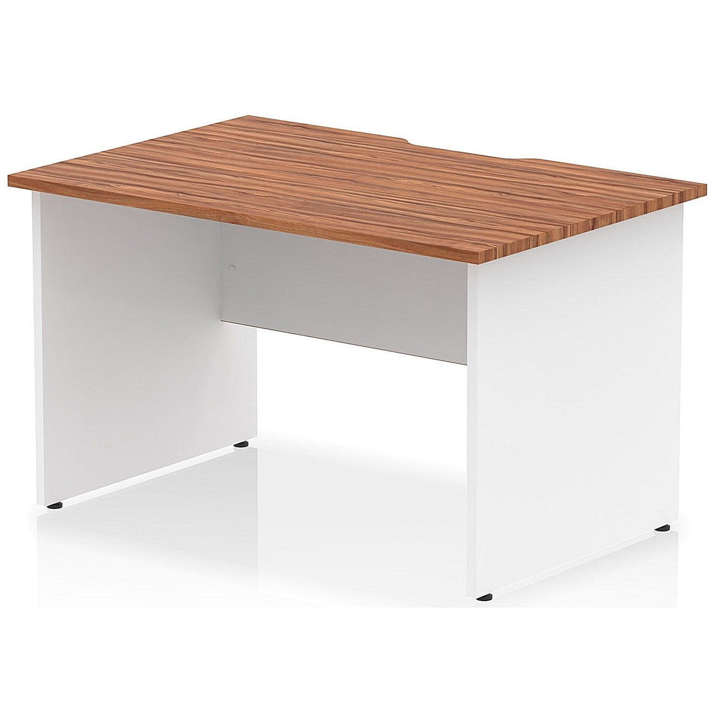 Impulse 1200mm Two-Tone Scalloped Edge Rectangular Desk, White Panel End Legs, Walnut Easy2Order : TT000292